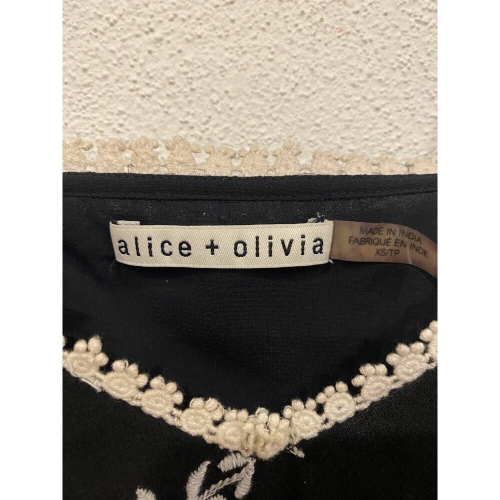 Alice + Olivia Holden Dress Womens XS Floral Embroidered Off Shoulder Boho - Picture 3 of 6